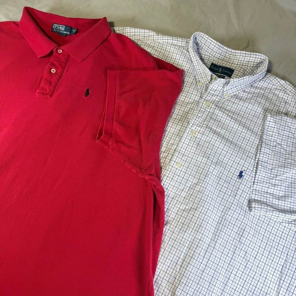 Lot of 2 Polo Ralph Lauren Men's 4XB Shirts Short Sleeve Button Down & Polo